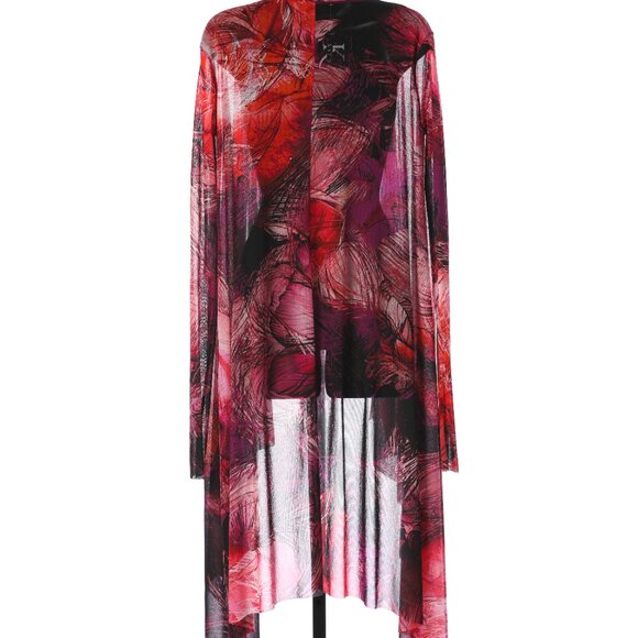 Fuzzi Pink & Fuchsia Abstract Floral Knee Length Long Sleeve Cape/Shawl - Picture 4 of 4